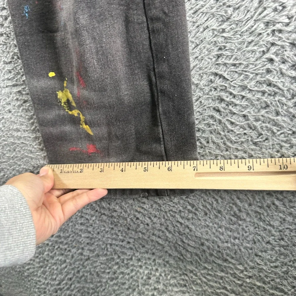 Rue 21 Supreme Flex Premium Jeans Mens 38x32 Black Denim Tapered Paint‎ Splatter